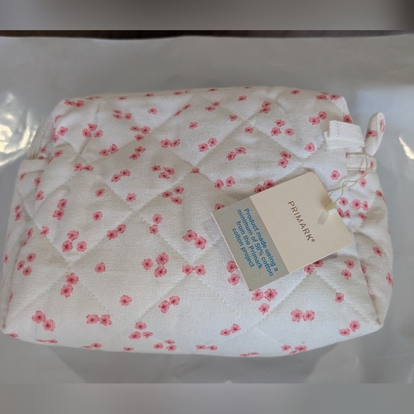 Primark Accessories - Stuffed With Goodies Primark White Quilted Cushion Cover with Pink Rose Print